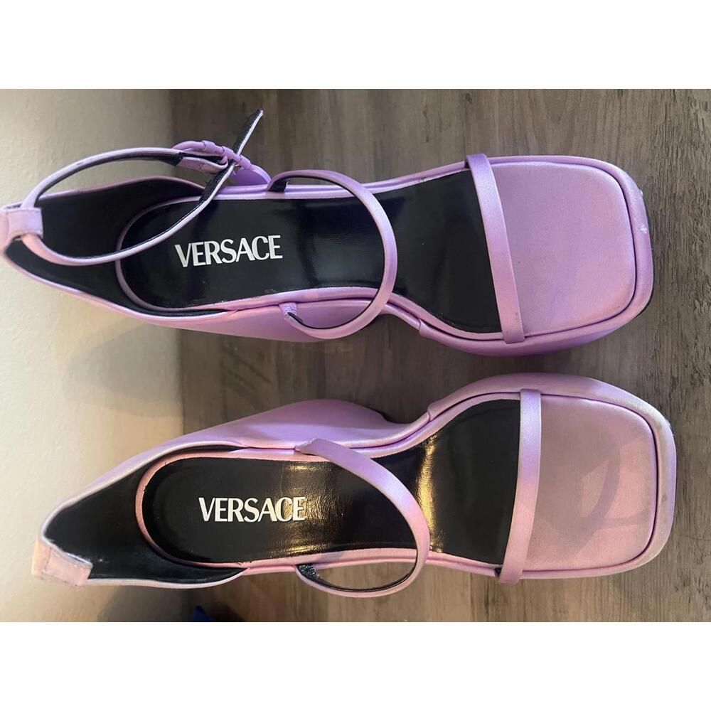 Versace Platform 170mm Satin Lilac Purple Sandals
